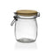 Tarro de Cristal Transparente Versa Bambú (10,8 x 14 x 10,8 cm) 700 ml