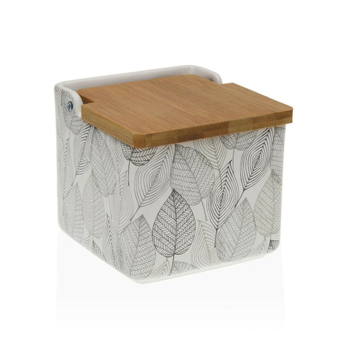 Salero con Tapa Versa Gardee Hojas 12,2 x 11,5 x 12,2 cm Cerámica