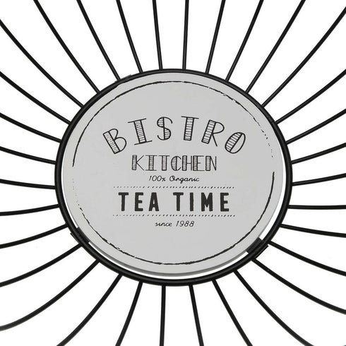 Frutero Versa Bistro Negro Metal Acero Madera MDF 28 x 10 x 28 cm