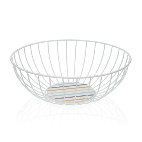 Frutero Versa Jasper Blanco Metal Acero Madera MDF 28 x 10 x 28 cm