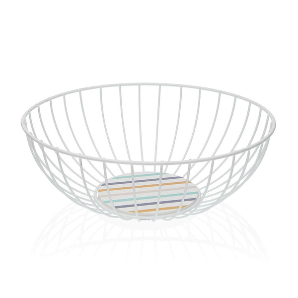 Frutero Versa Jasper Blanco Metal Acero Madera MDF 28 x 10 x 28 cm