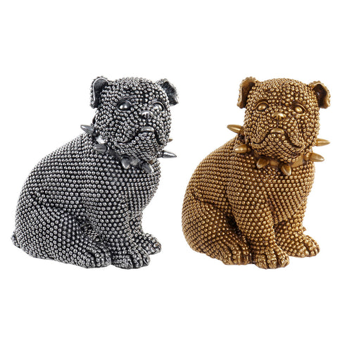 Figura Decorativa DKD Home Decor Dorado Plateado Perro Loft 20,5 x 14,5 x 22 cm (2 Unidades)