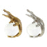 Figura Decorativa DKD Home Decor 15 x 11 x 23 cm Cristal Plateado Dorado Resina Cocodrilo
