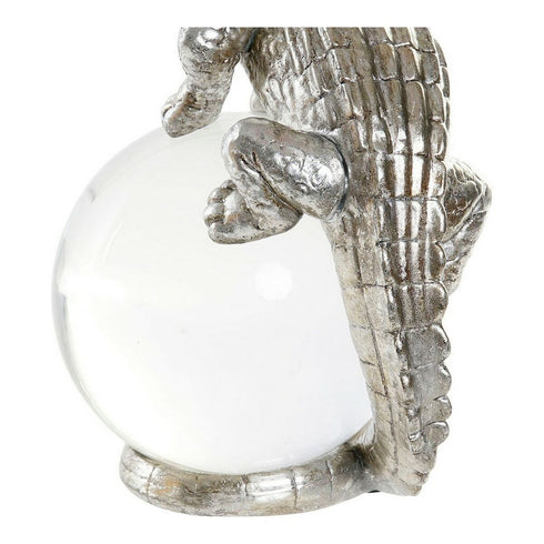 Figura Decorativa DKD Home Decor 15 x 11 x 23 cm Cristal Plateado Dorado Resina Cocodrilo