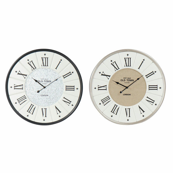 Reloj de Pared DKD Home Decor Gris Beige Hierro Madera MDF 60 x 5 x 60 cm (2 Unidades)