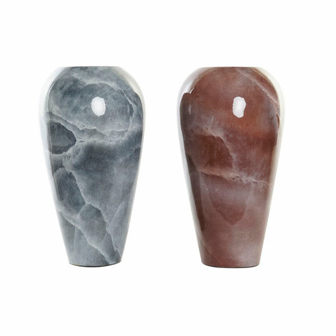 Jarrón DKD Home Decor Gris 24 x 24 x 45 cm Marrón oscuro Moderno Lacado (2 Unidades)