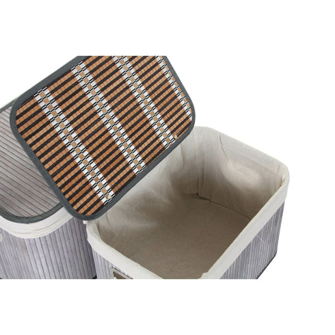 Juego de Cestas DKD Home Decor Beige Gris Bambú Madera MDF 51 x 35 x 33 cm (6 Piezas)