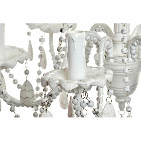 Lámpara de Techo DKD Home Decor Blanco Metal Abeto Plástico 40 W Romántico Decapé 58 x 58 x 56 cm