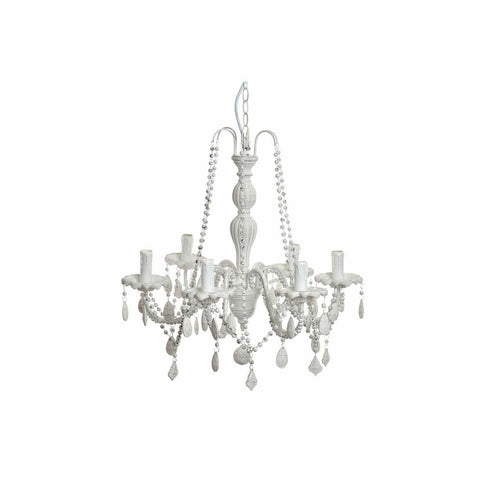 Lámpara de Techo DKD Home Decor Blanco Metal Abeto Plástico 40 W Romántico Decapé 58 x 58 x 56 cm