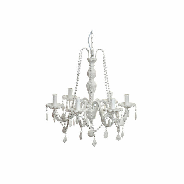 Lámpara de Techo DKD Home Decor Blanco Metal Abeto Plástico 40 W Romántico Decapé 58 x 58 x 56 cm