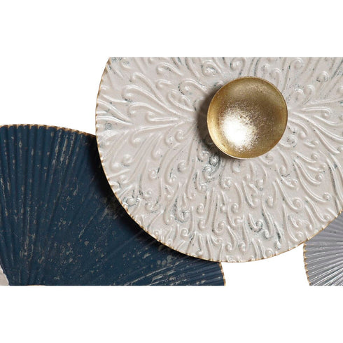 Decoración de Pared DKD Home Decor Azul Dorado Metal Blanco Círculos (135,3 x 5 x 68,6 cm)