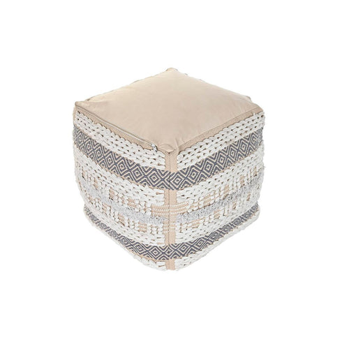 Cojín DKD Home Decor De suelo Rayas Gris Poliéster Algodón Aluminio Blanco (50 x 50 x 50 cm)
