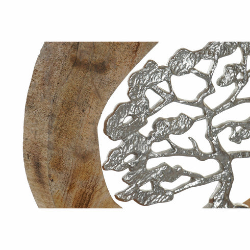 Figura Decorativa DKD Home Decor Natural Plateado Árbol Aluminio Colonial Madera de mango (35 x 5,5 x 33 cm)