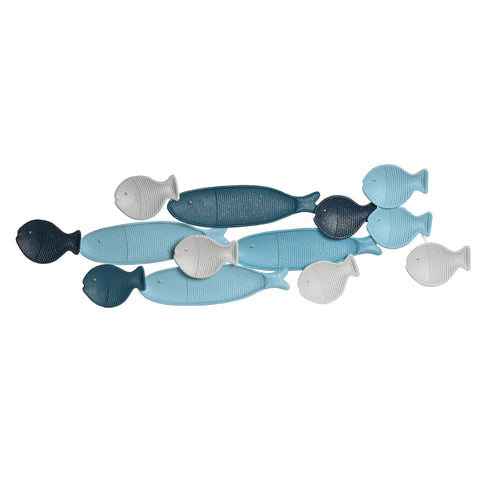 Decoración de Pared DKD Home Decor Azul Blanco Azul cielo Gris claro Mediterráneo Peces 105 x 5 x 31 cm (2 Unidades)