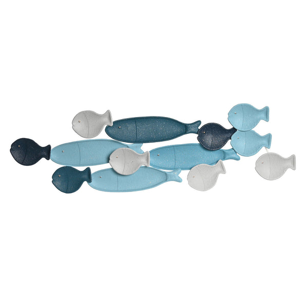 Decoración de Pared DKD Home Decor Azul Blanco Azul cielo Gris claro Mediterráneo Peces 105 x 5 x 31 cm (2 Unidades)