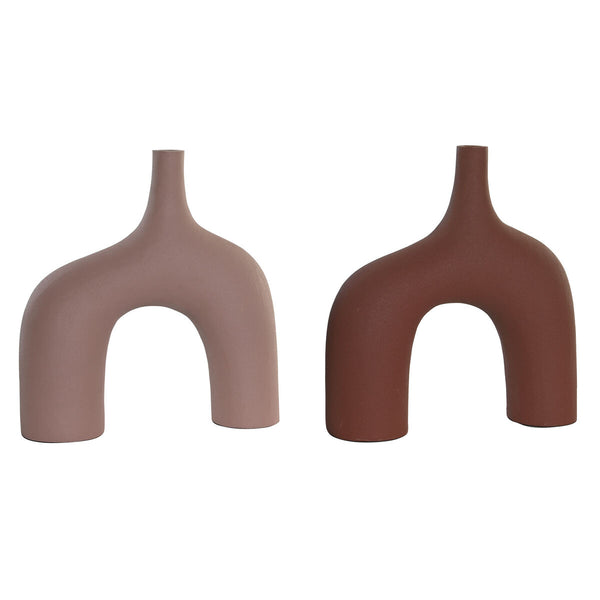 Jarrón DKD Home Decor Rosa Terracota Aluminio 29 x 9 x 30,5 cm (2 Unidades)
