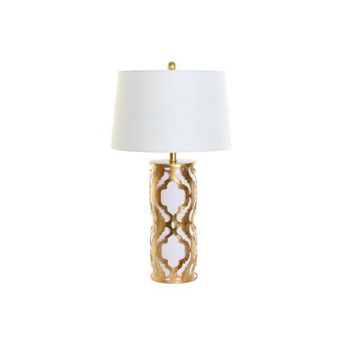 Lámpara de mesa DKD Home Decor Blanco Dorado PVC Metal 60 W 220 V 40,5 x 40,5 x 74,5 cm
