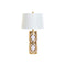Lámpara de mesa DKD Home Decor Blanco Dorado PVC Metal 60 W 220 V 40,5 x 40,5 x 74,5 cm