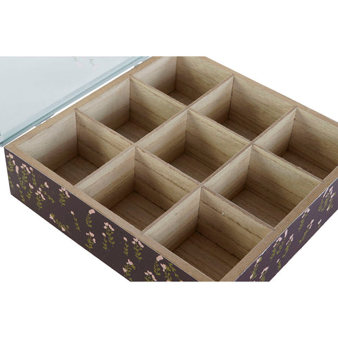 Caja para Infusiones DKD Home Decor Verde Mostaza Marrón oscuro Metal Cristal Madera MDF (4 Unidades)