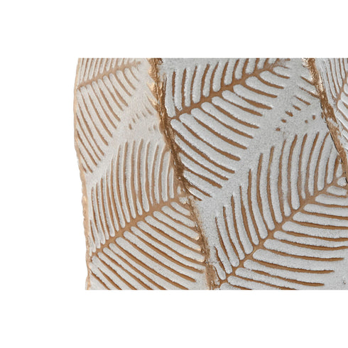 Jarrón Home ESPRIT Blanco Dorado Metal Tropical Hoja de planta 20 x 20 x 53 cm