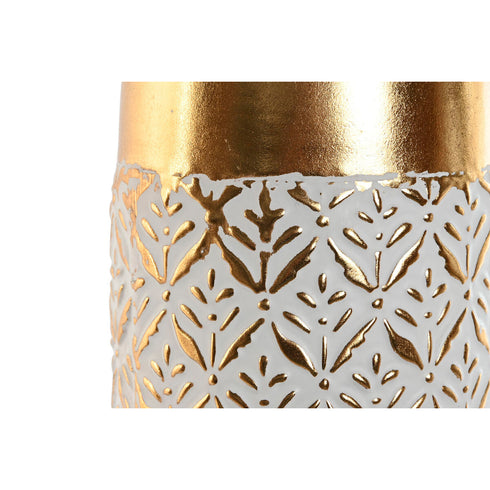 Jarrón Home ESPRIT Blanco Dorado Metal 14 x 14 x 76 cm
