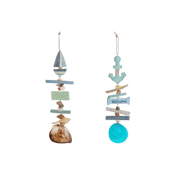 Decoración Colgante Home ESPRIT Azul Verde Mediterráneo 10 x 2 x 50 cm (2 Unidades)