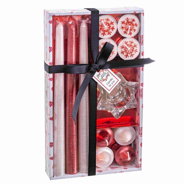 Candelabro Circular con Soporte Navidad Rojo Cristal Parafina 27 x 15 x 5 cm