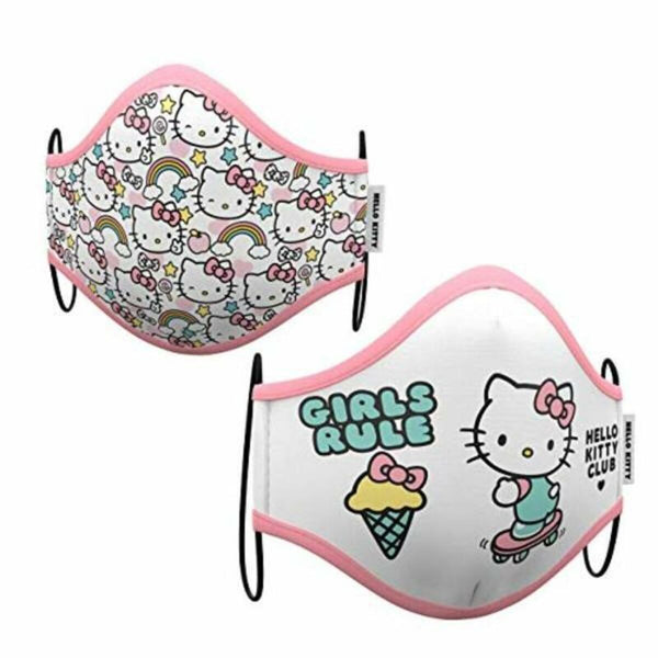 Mascarilla Higiénica de Tela Reutilizable Hello Kitty Premium 10-12 Años