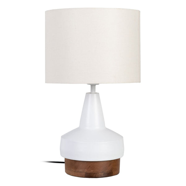 Lámpara de mesa Blanco Natural Algodón Madera Hierro Madera de mango 25 W 230 V 250 V 230-250 V 30 x 30 x 52 cm