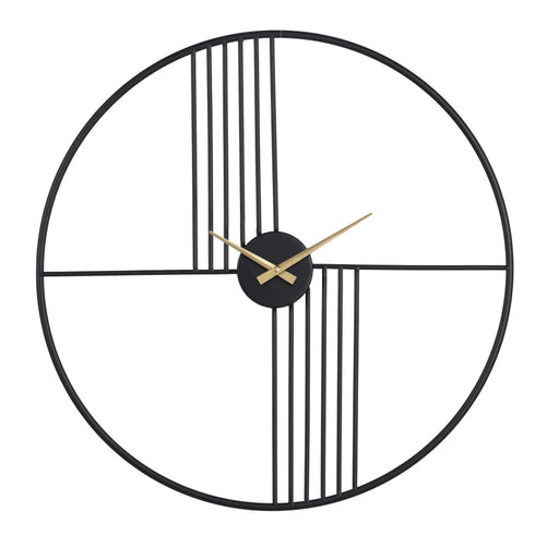 Reloj de Pared Negro Metal 60 x 5 x 60 cm