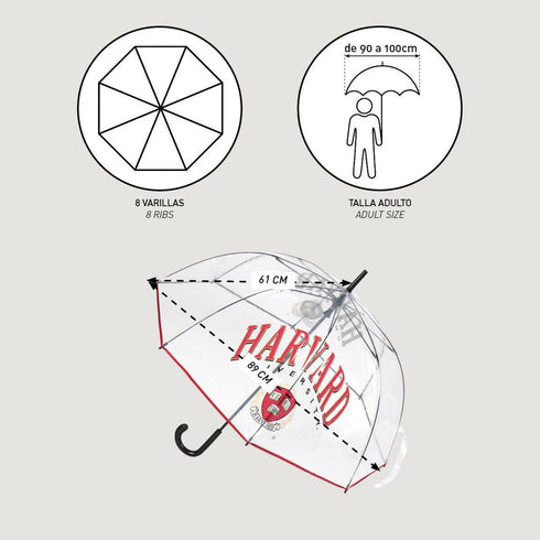 Paraguas Harvard Transparente 89 cm Rojo
