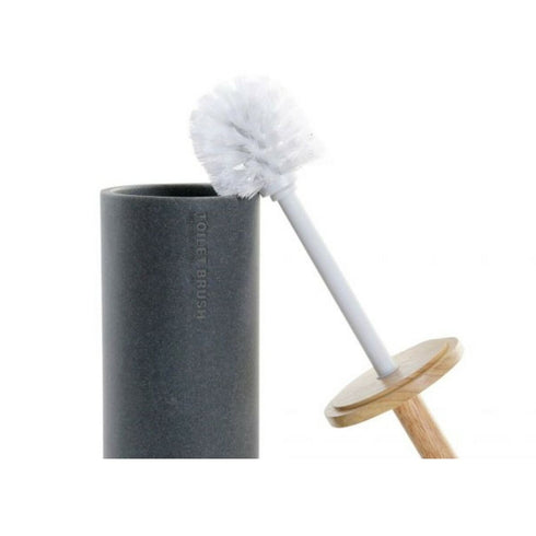 Escobilla para el Baño DKD Home Decor Blanco Marrón Multicolor Gris oscuro Resina Bambú 10 x 10 x 38 cm