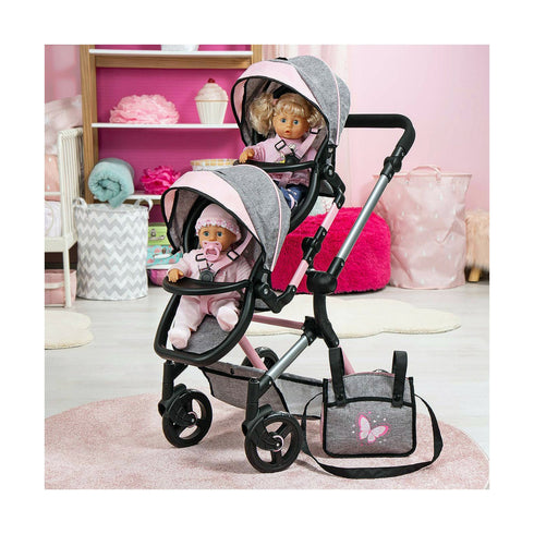 Carrito para Muñecas Reig Gris 81 cm Gemelar