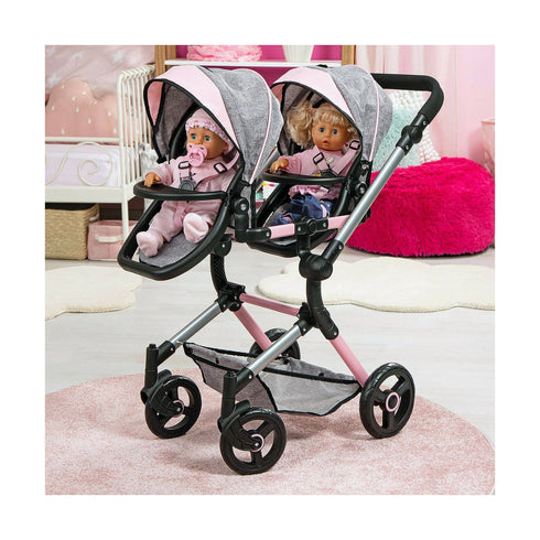 Carrito para Muñecas Reig Gris 81 cm Gemelar