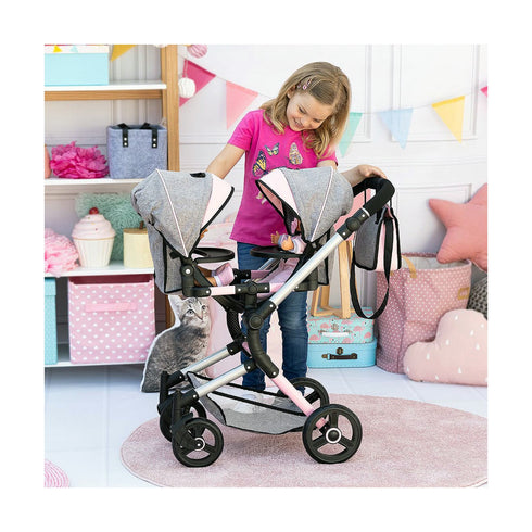 Carrito para Muñecas Reig Gris 81 cm Gemelar