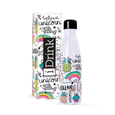 Botella Térmica iTotal Blanco Unicornio Acero Inoxidable 500 ml