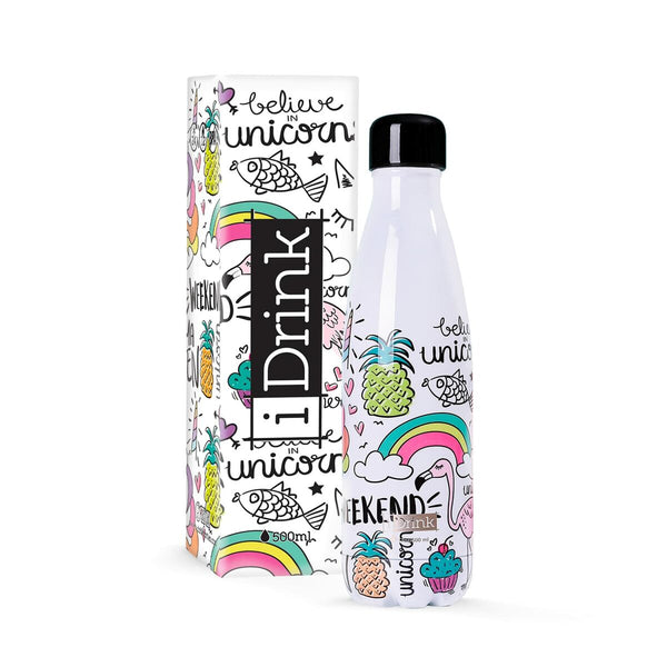 Botella Térmica iTotal Blanco Unicornio Acero Inoxidable 500 ml