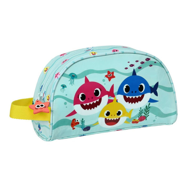 Neceser Infantil Baby Shark Beach day Amarillo Azul claro (26 x 16 x 9 cm)