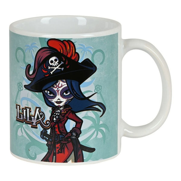 Taza Mug Catrinas Claire, noelia y lila Cerámica Azul (350 ml)