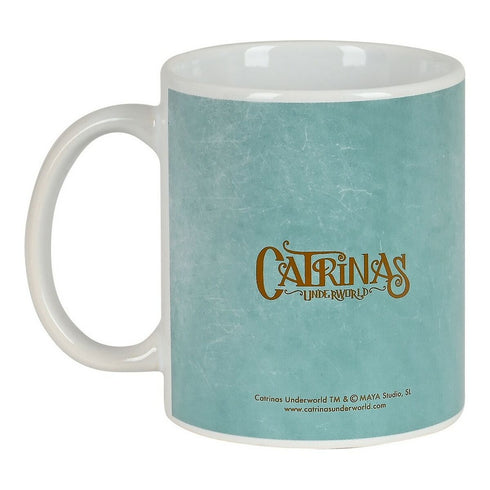 Taza Mug Catrinas Claire, noelia y lila Cerámica Azul (350 ml)