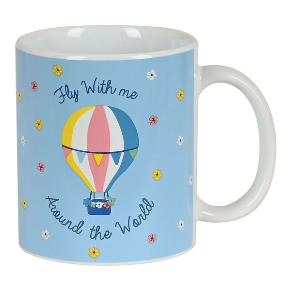 Taza Mug BlackFit8 Fly with me Cerámica Blanco Azul cielo (350 ml)
