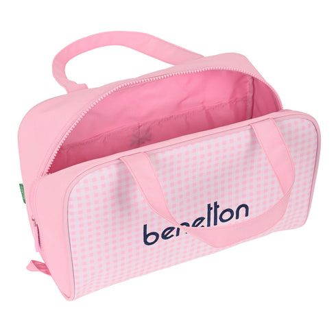 Neceser Escolar Benetton Vichy Rosa (31 x 14 x 19 cm)