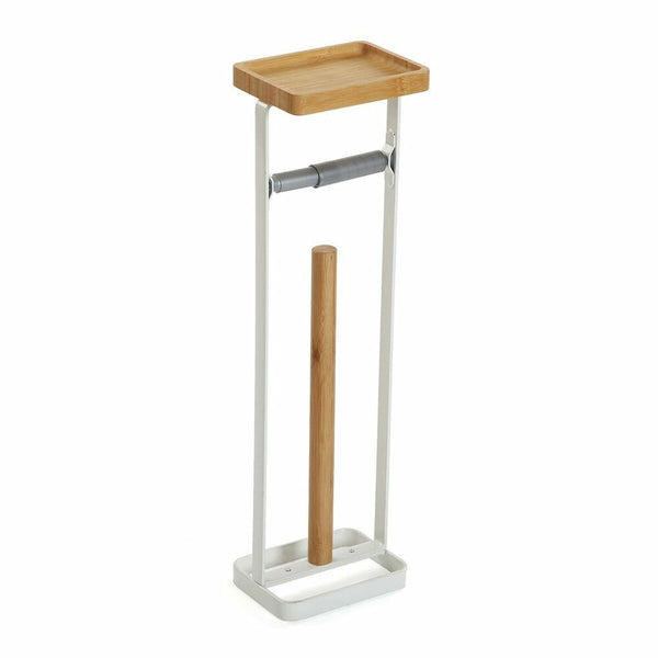 Portarrollos de Papel Higiénico Versa Blanco 12 x 54 x 16 cm Metal Plástico Bambú