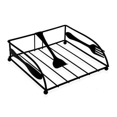 Servilletero Versa Negro Metal Acero 5,8 x 18 x 18 cm