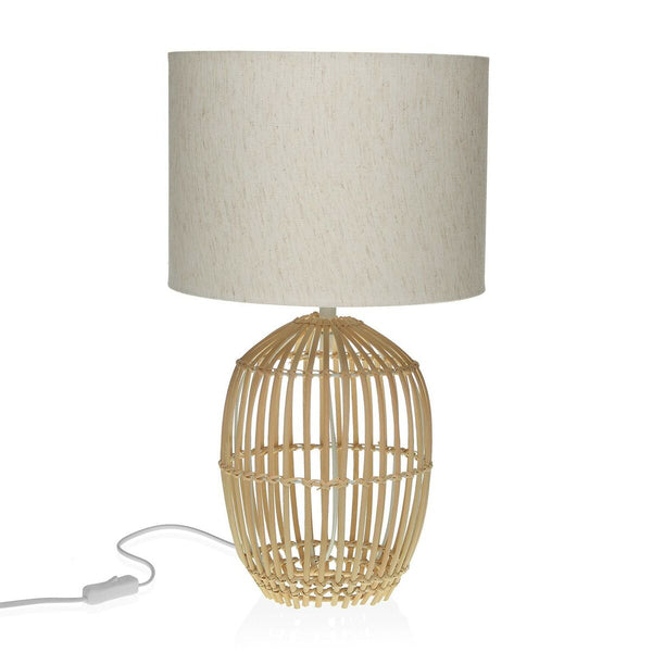 Lámpara de mesa Versa Bulu Metal Tela Lino Ratán (30 x 50 x 30 cm)