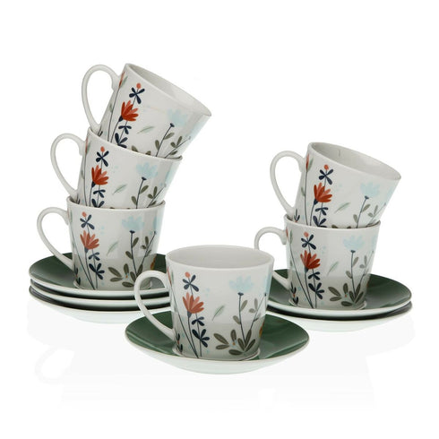 Juego de Tazas con Platos Versa Selene Té Porcelana (12 Piezas)