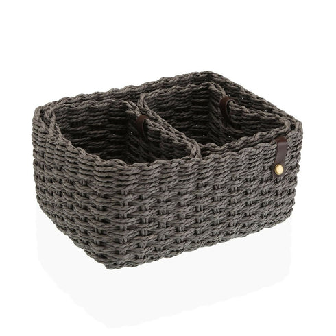 Juego de Cestas Versa Gris Papel 19 x 12 x 26 cm