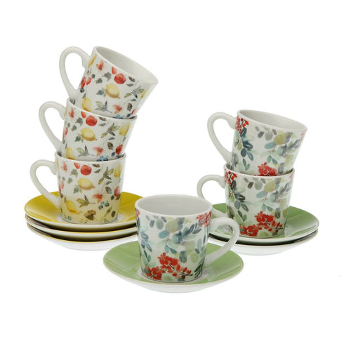 Juego de 6 Tazas con Plato Versa Aurora Porcelana