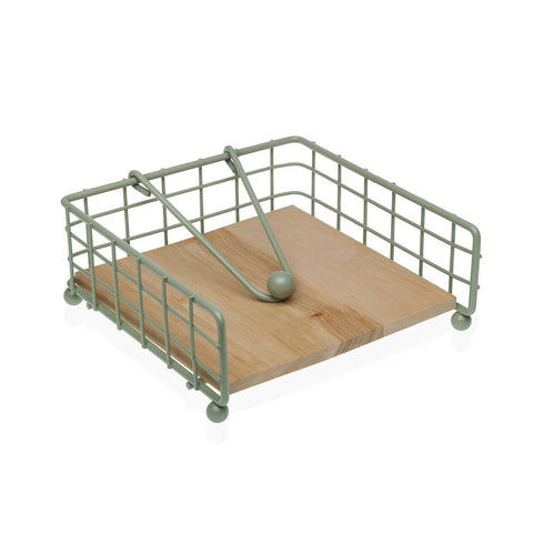 Servilletero Versa Verde Madera Madera de caucho Acero Hierro 19,5 x 7 x 19,5 cm