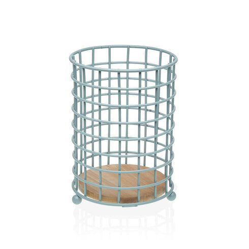 Organizador para Cubiertos Versa Azul Madera Madera de caucho Acero Hierro 12,5 x 17,5 x 12,5 cm